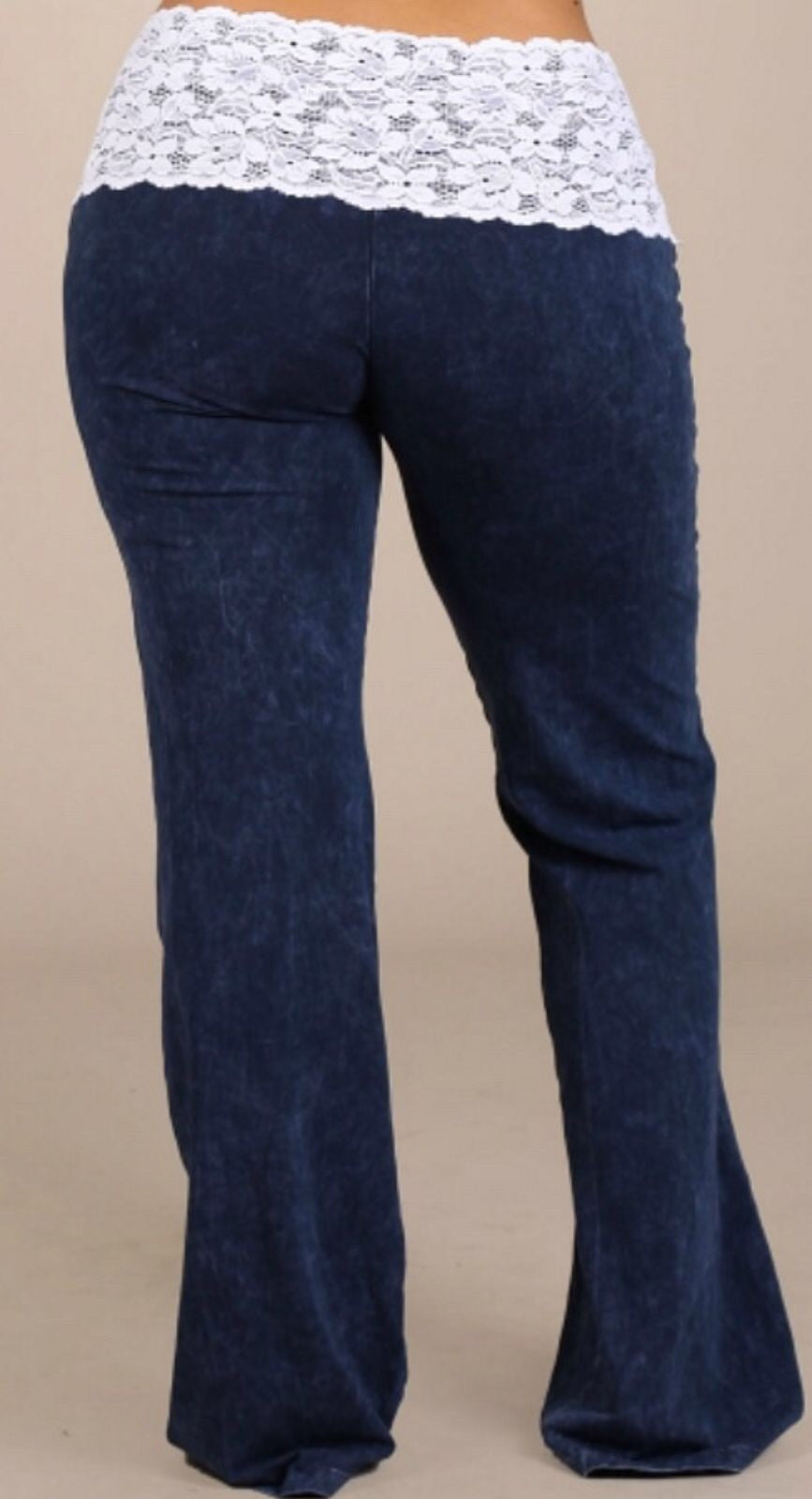 Elastic Waist Pants with Lace - Plus | Blue Chic Boutique