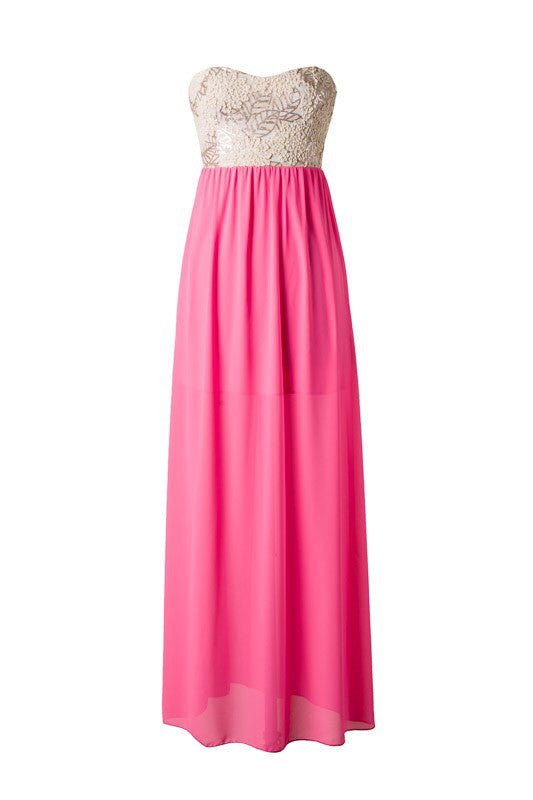 Subtle Sparkle Maxi Dress - Neon Pink | Blue Chic Boutique
