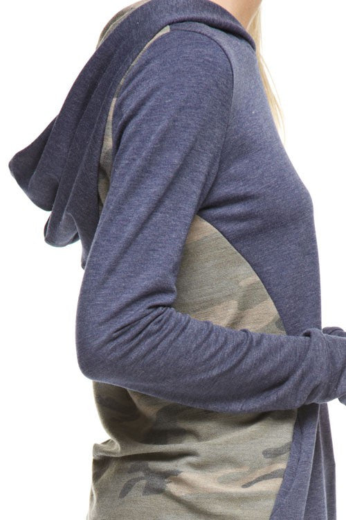 Camo Contrast Hoodie - Navy