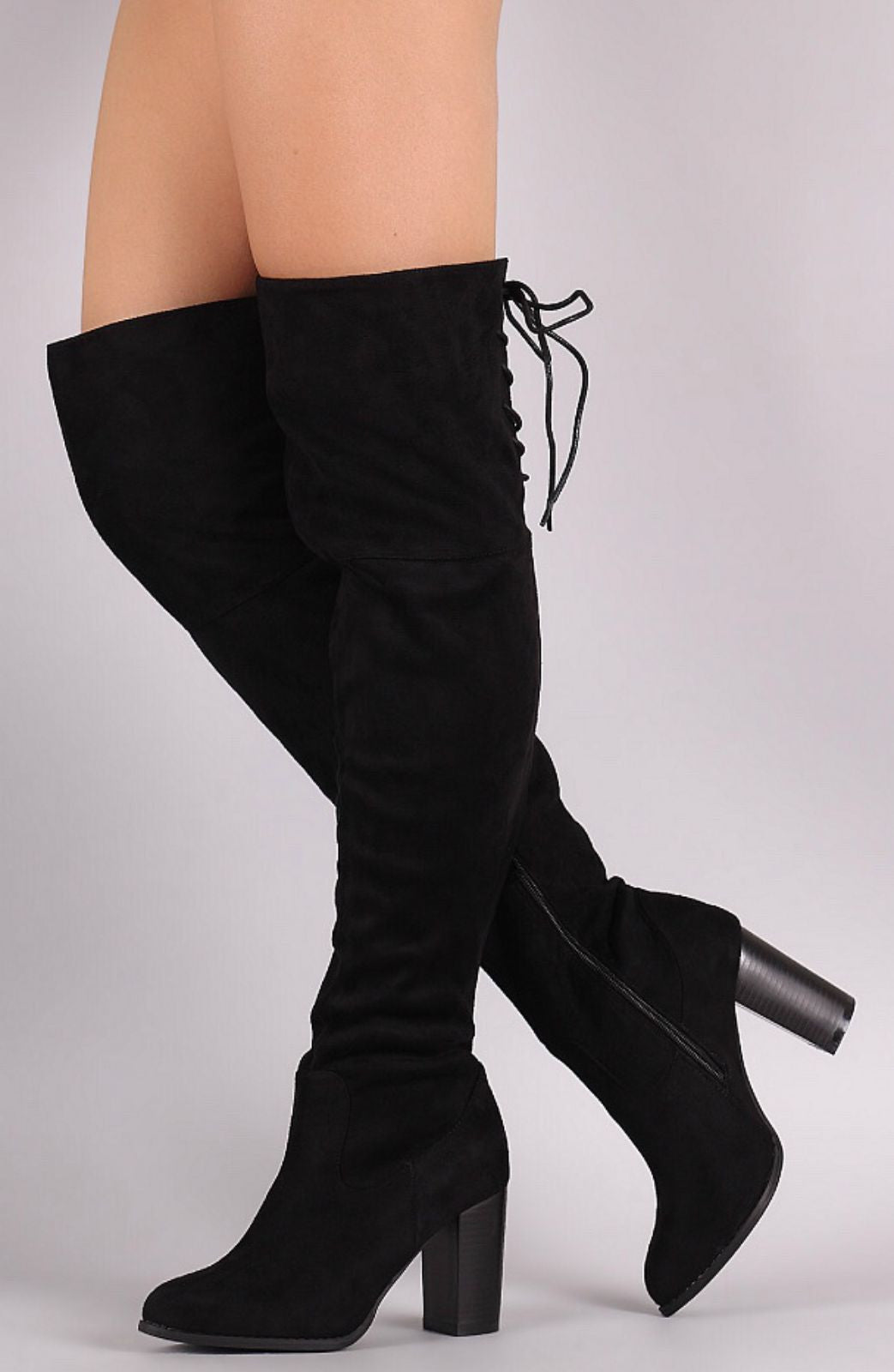 over the knee lace up heels