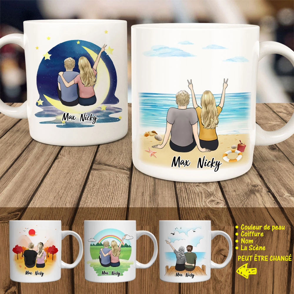 Cadeau De Noël Mug Personnalisée Couple Souvenirs Conception En Ligne And Aperçu Mug 