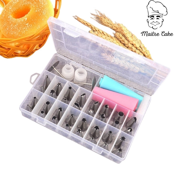 coffret de douilles de patisserie en inox avec poches