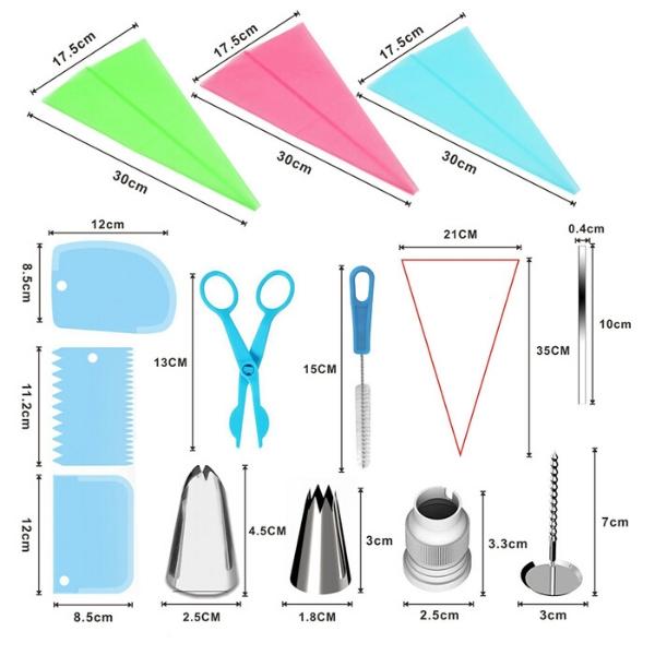 kit deco gateau poche douille silicone et coupe pate