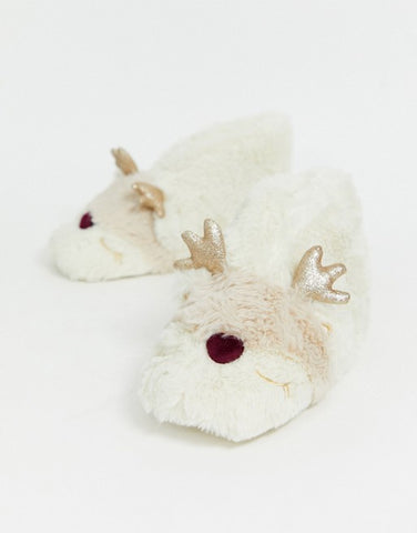 ASOS Fluffy reindeer Slippers (HKD$158.73)