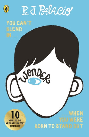 Book cover of 'Wonder' by author R J Palacio, illustrated by Tad Carpenter