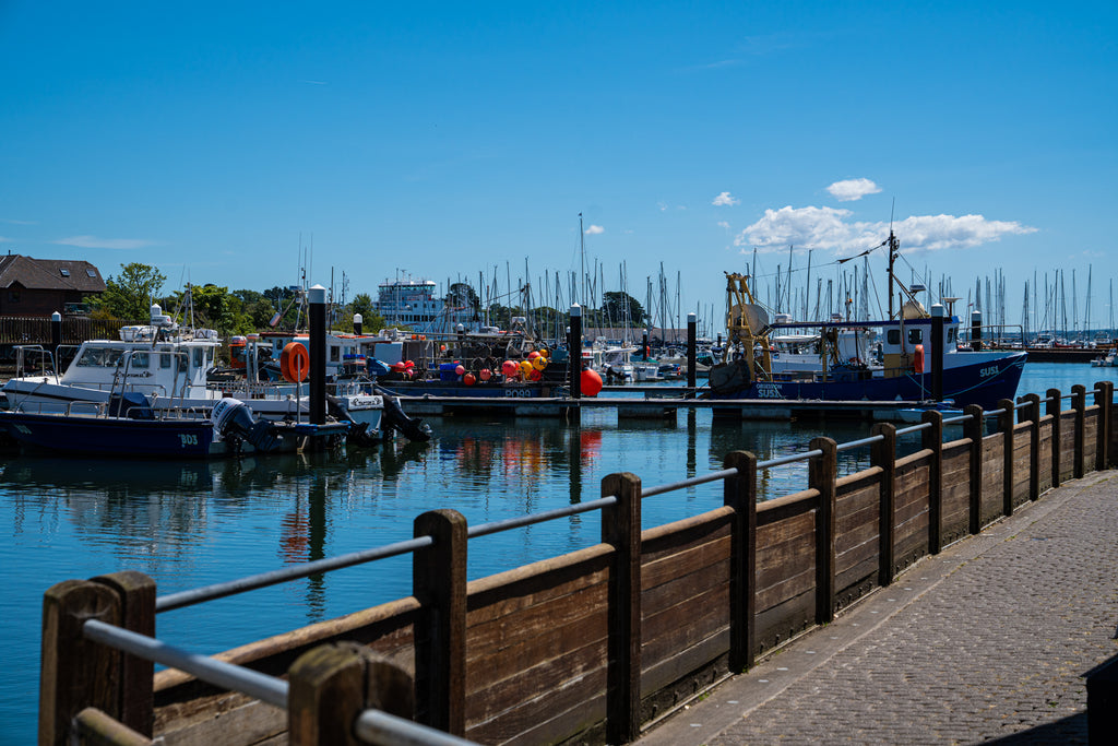 A sunny Lymington Harbour near Stanwell House Hotel.