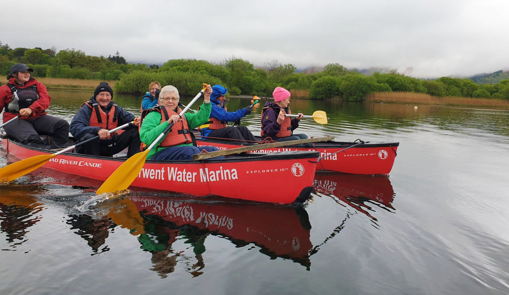 Group from Dementia Adventure canoeing on Derwent Water