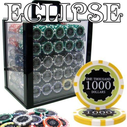 1000 Eclipse 14g Clay Poker Chip Set with Acrylic Case