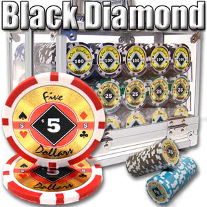 600 Black Diamond 14g Clay Poker Chip Set with Acrylic Case