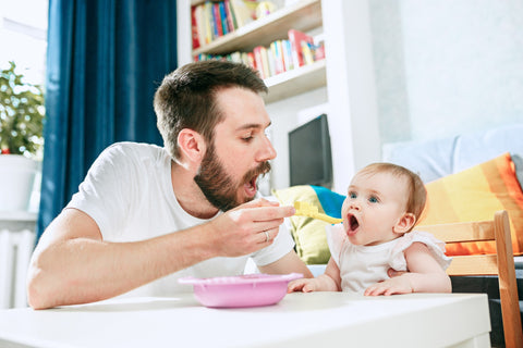 Whether spoon-feeding or self-feeding, babies may need time to get used to textures and flavors.