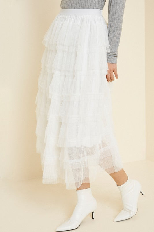 Tiered Mesh Ballet Tulle Tutu A-Line Midi Maxi Skirt. White – MODEST ROYALE