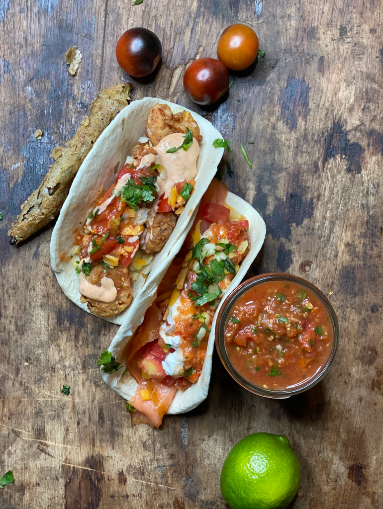 shrimp and salmon tacos