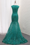 Mermaid Prom Dresses Scoop Tulle With Applique And Beads Sweep