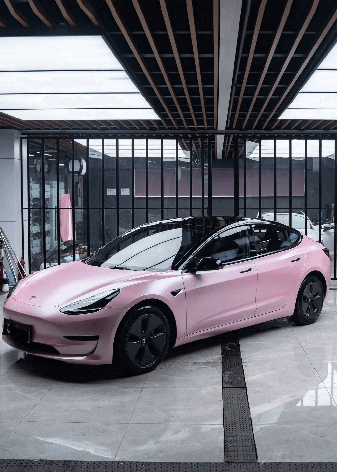 Tesla Model 3 Light Pink Matte Metallic Car Wrap – carlawrap