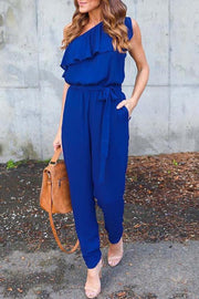 Allovely Ruffle One Shouldr Jumpsuit