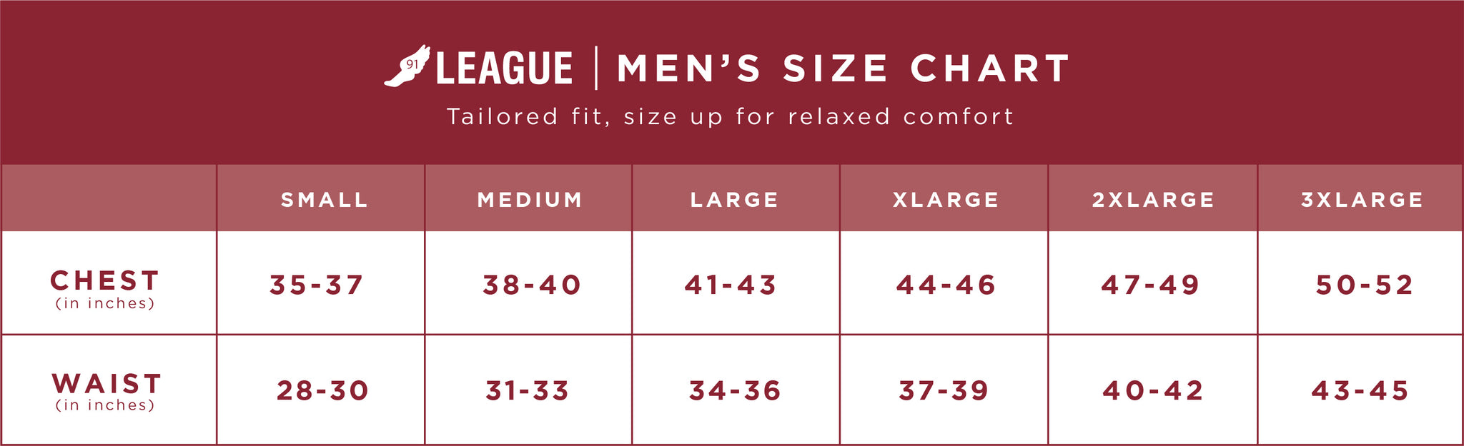 Bond And Co Size Chart