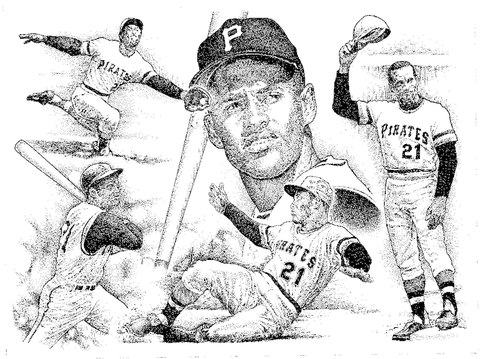 Roberto Clemente and Pirates Logo Poster – Bob Weaver Art