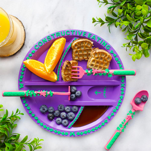 Dinneractive Utensil Set for Kids – Construction Themed Fork and Spoon