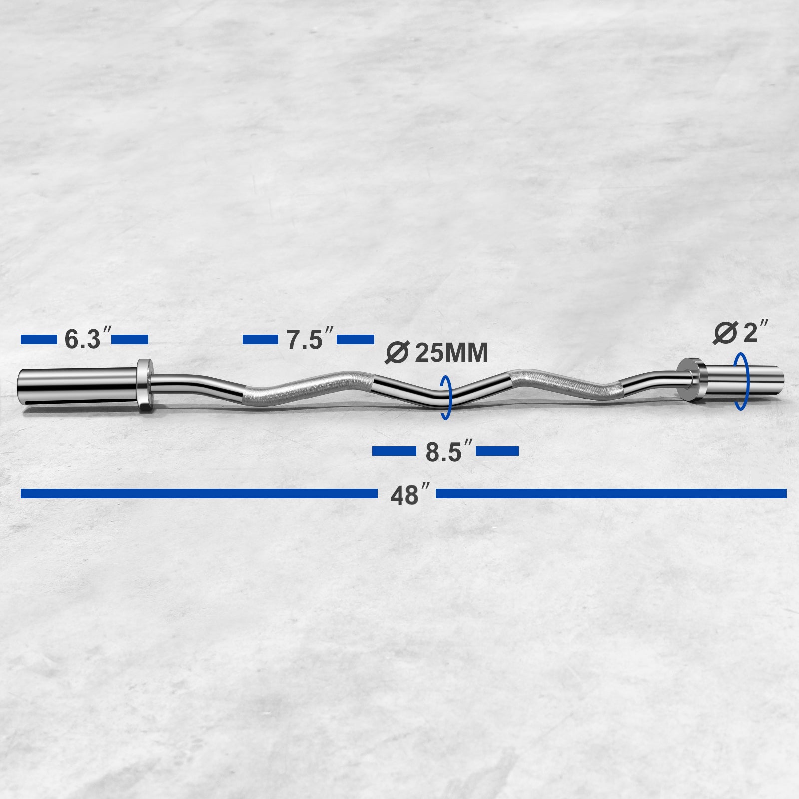 curl bar dimensions