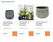 Screenshot van aanbevolen producten bij een kamerplant op de site van Bakker.com