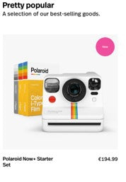Screenshot met voorbeeld van productbundeling in de webshop van Polaroid