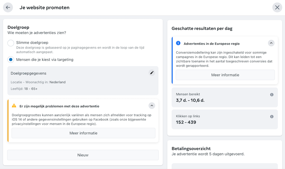 Facebook Ads doelgroep selecteren