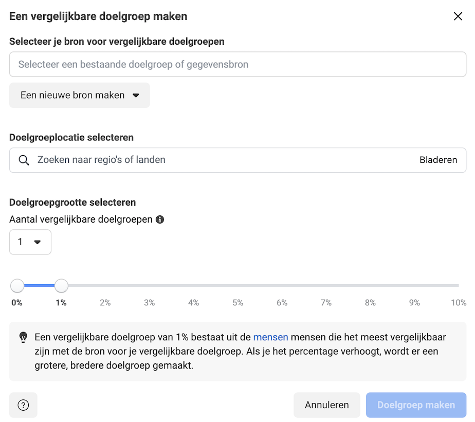 Facebook Ads vergelijkbare doelgroep maken