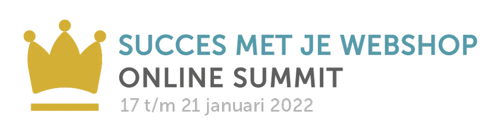 Banner van de E-commerce summit 'Succes met je Webshop'