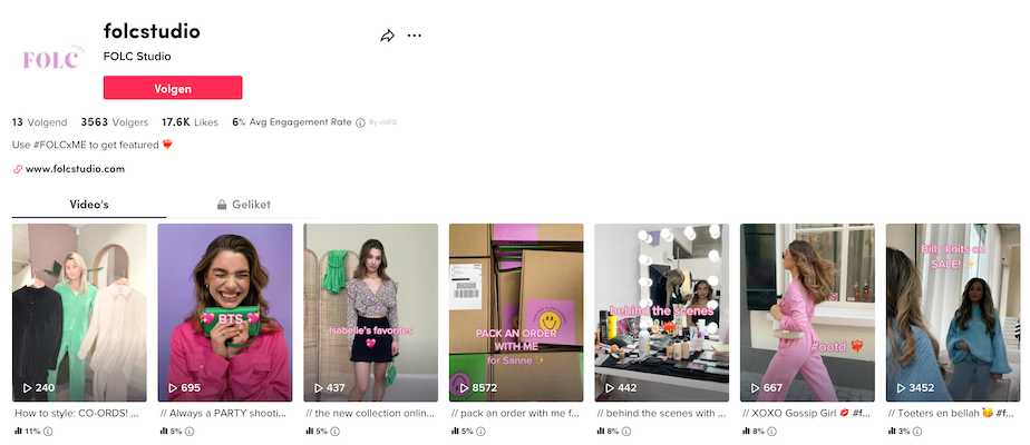 TikTok voorbeeld Folc Studio