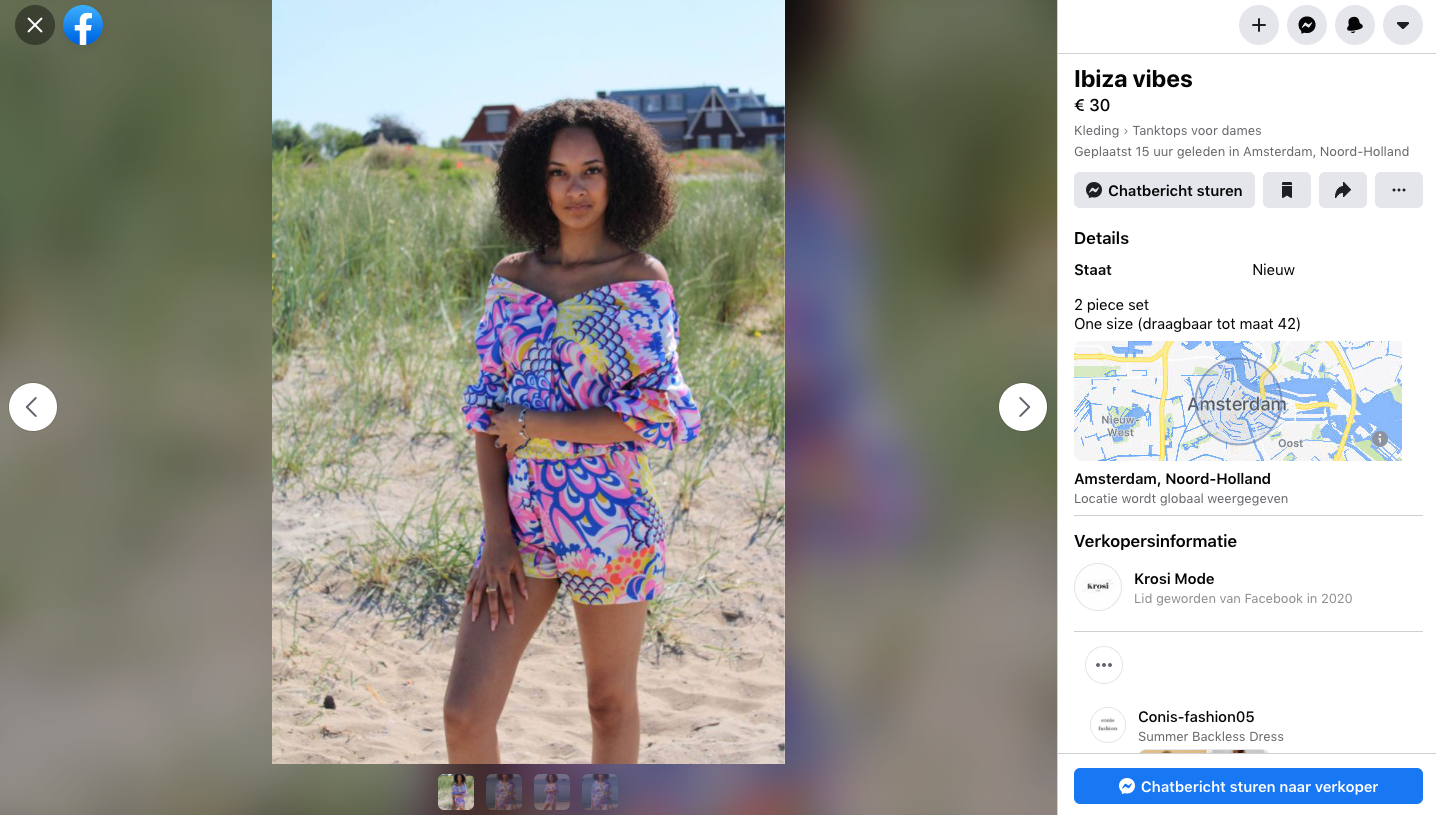 Facebook Marketplace advertentie voorbeeld