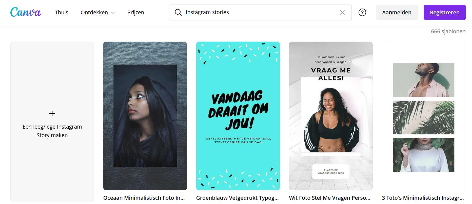 Instagram Story voorbeelden Canva