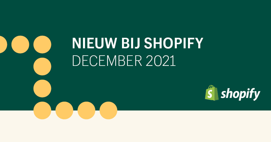 Banner met de tekst 'Nieuw bij Shopify december 2021'