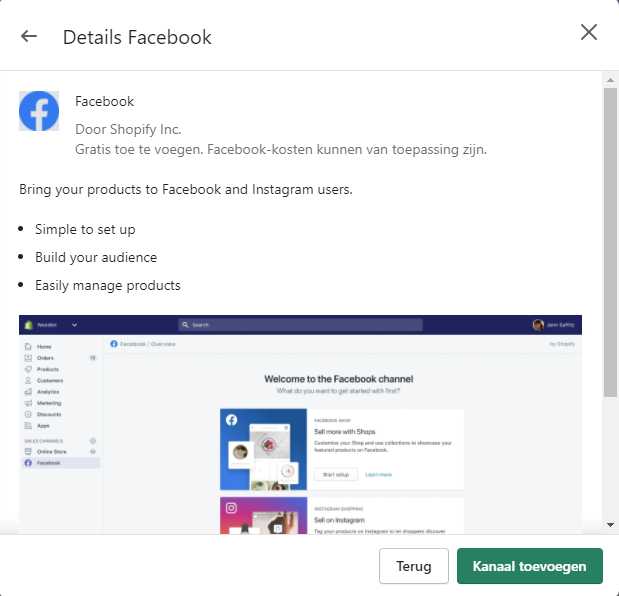 Facebook-kanaal instellen stap 3