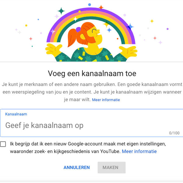 YouTube kanaalnaam toevoegen