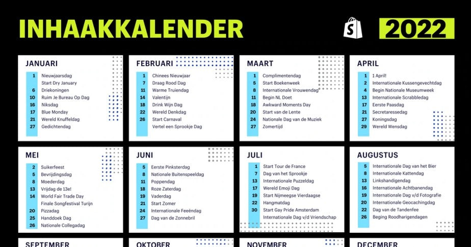 inhaakkalender 2022