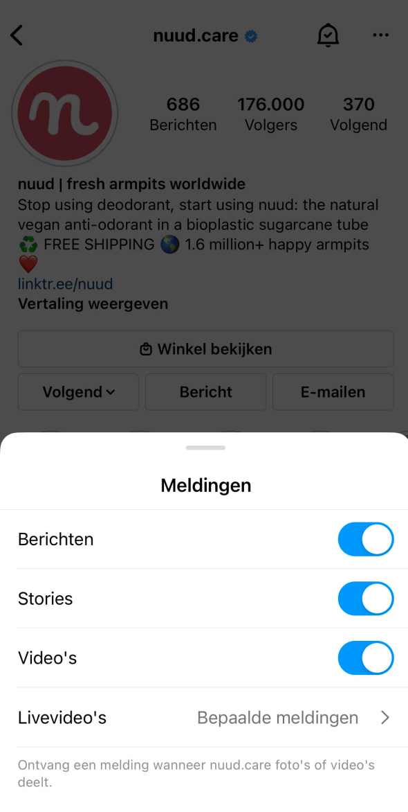 instagram meldingen instellen 