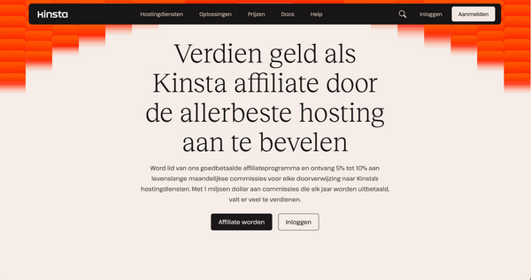 Screenshot van het affiliate-programma van Kinsta