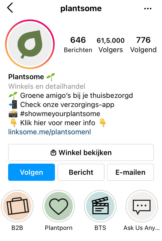 plantsome instagram stories highlight