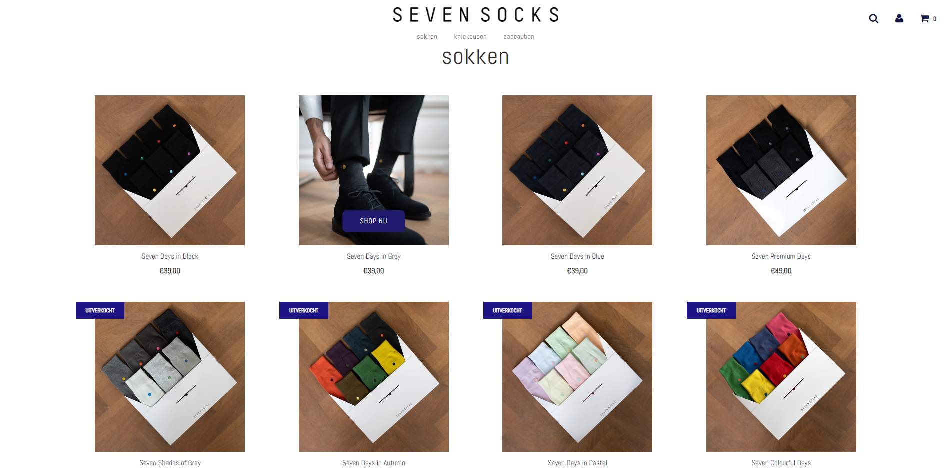 SevenSocks Nederlandse Shopify webshop voorbeeld