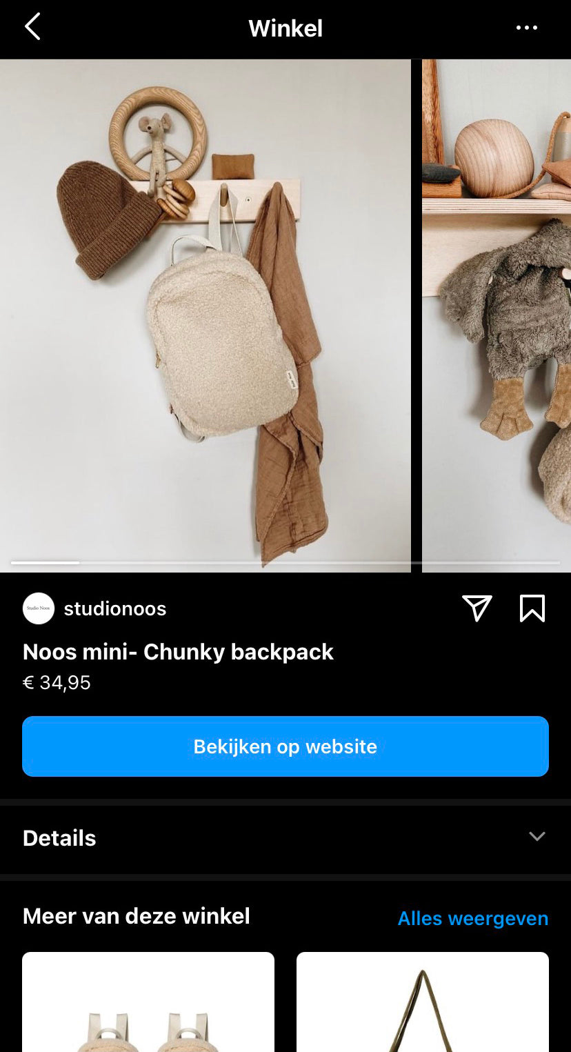 Studio Noos voorbeeld Instagram Shopping