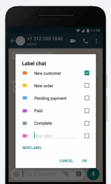 WhatsApp Business labels