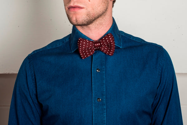 Denim Shirt and Knitted Bow Tie