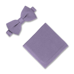 Blue Lilac Knitted bow Tie and pocket square set wedding accessories for groomsmen from BroniandBo