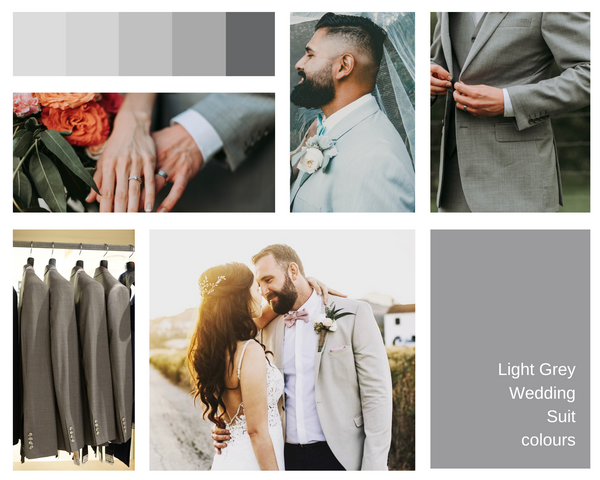 Light grey wedding suit mood board