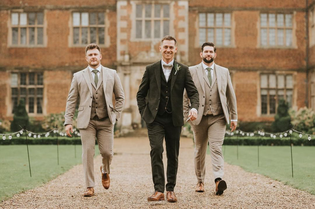 Green Wedding Suit and Dark Olive Green Knitted tie and bow tie inspiration