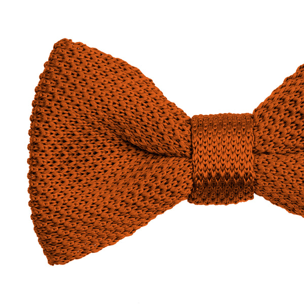 Knitted bow tie 1x1 weave Copper Knitted bow tie close up