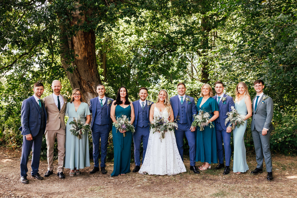 blue suit green tie