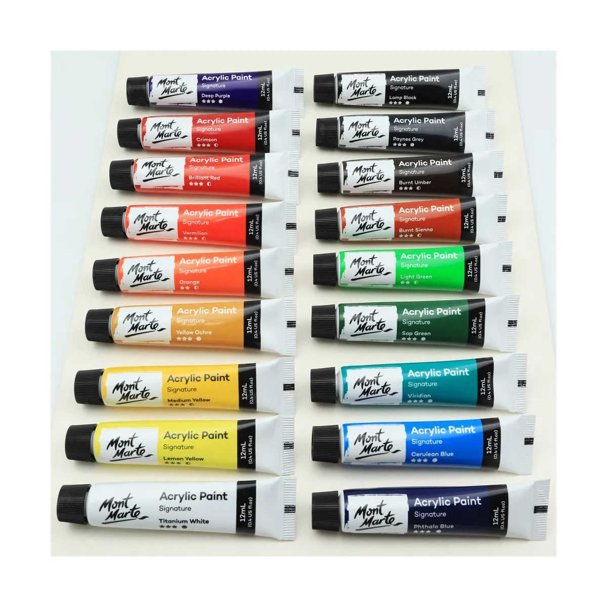 Mont Marte Acrylic Paint Set 18 Colours 36ml 