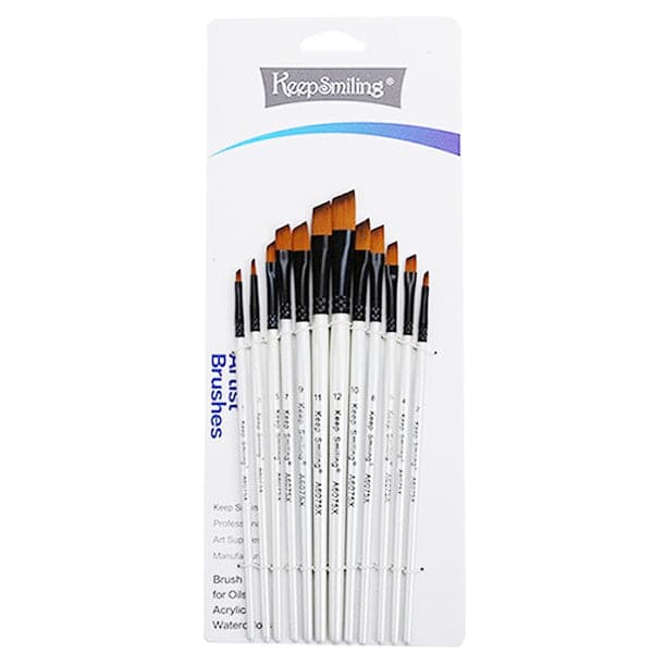 Kecio 15 Pcs Paint Brush Set, Miniature Detail, Nylon Hair, Paint Brushes for Oil, Acrylic, Watercolor, and Gouache, Detail P