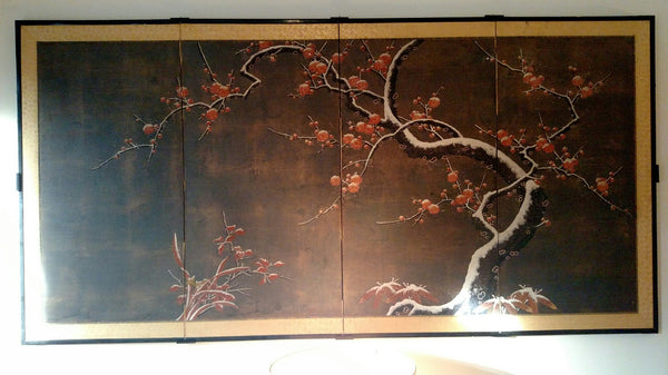An example of hanging a four-panel Japanese screen